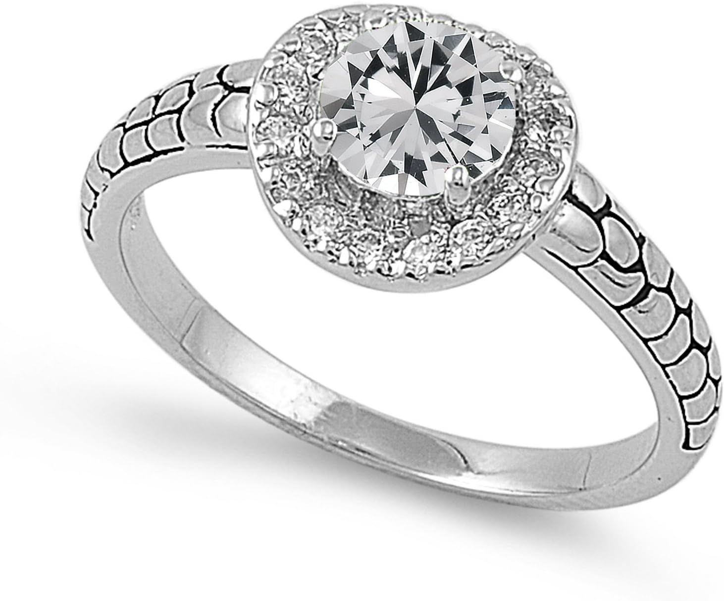 CHOOSE YOUR COLOR Sterling Silver Round Halo Ring