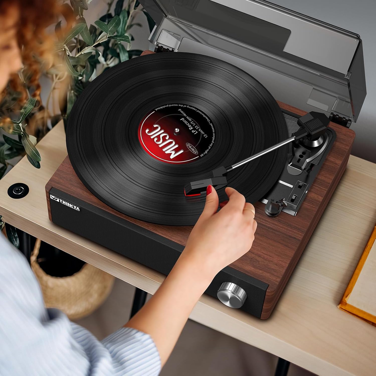 Bluetooth Vinyl Record Player with Speakers, Hi-Fi Belt-Drive Turntable for Vintage Music Lovers, 3-Speed Retro Record Player with Auto-Stop, Stable Tonearm & Premium Sound – Ideal Home Audio & Gifts