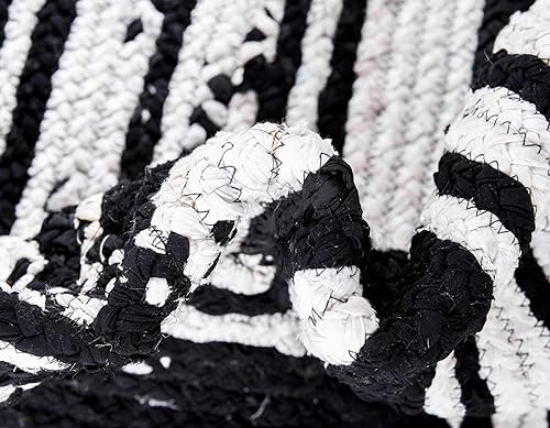 Miniatura 7 de Unique Loom Braided Chindi Collection Casual Modern Black Area Rug (9' 0 x 12' 0)