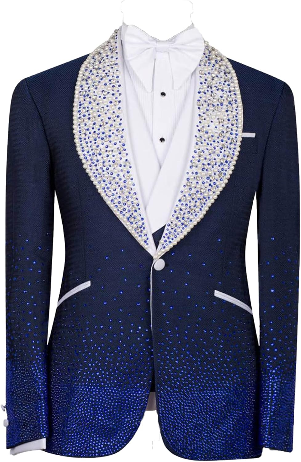 Men's Luxury Tuxedo with RoyalBlue Stone Shawl Lapel One Button Dinner Blazer for Prom Party Wedding
