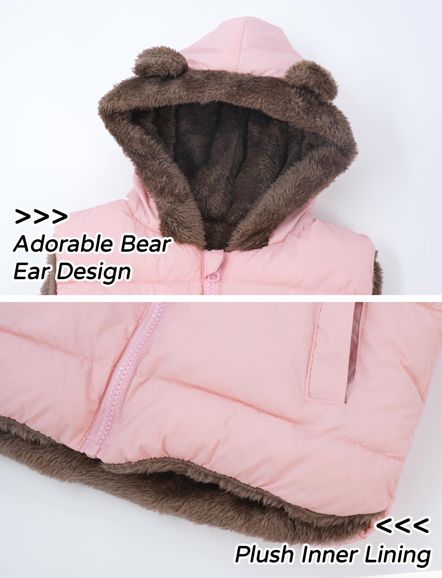 Happy Cherry Gilets Hiver Double Face Garçons Filles 2-7 Ans Doudoune sans Manches Enfants Hiver Manteau sans Manche Fille