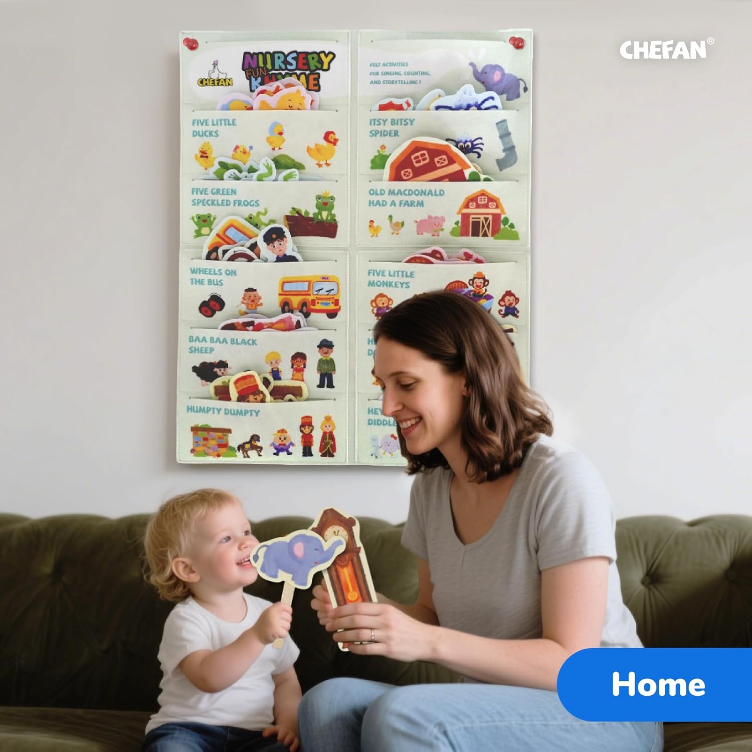 CHEFAN Felt Board with 104 Letters for Toddlers and Felt Board Stories for Toddlers Includes Itsy Bitsy Spider, 5 Little Ducks(10 Stories)