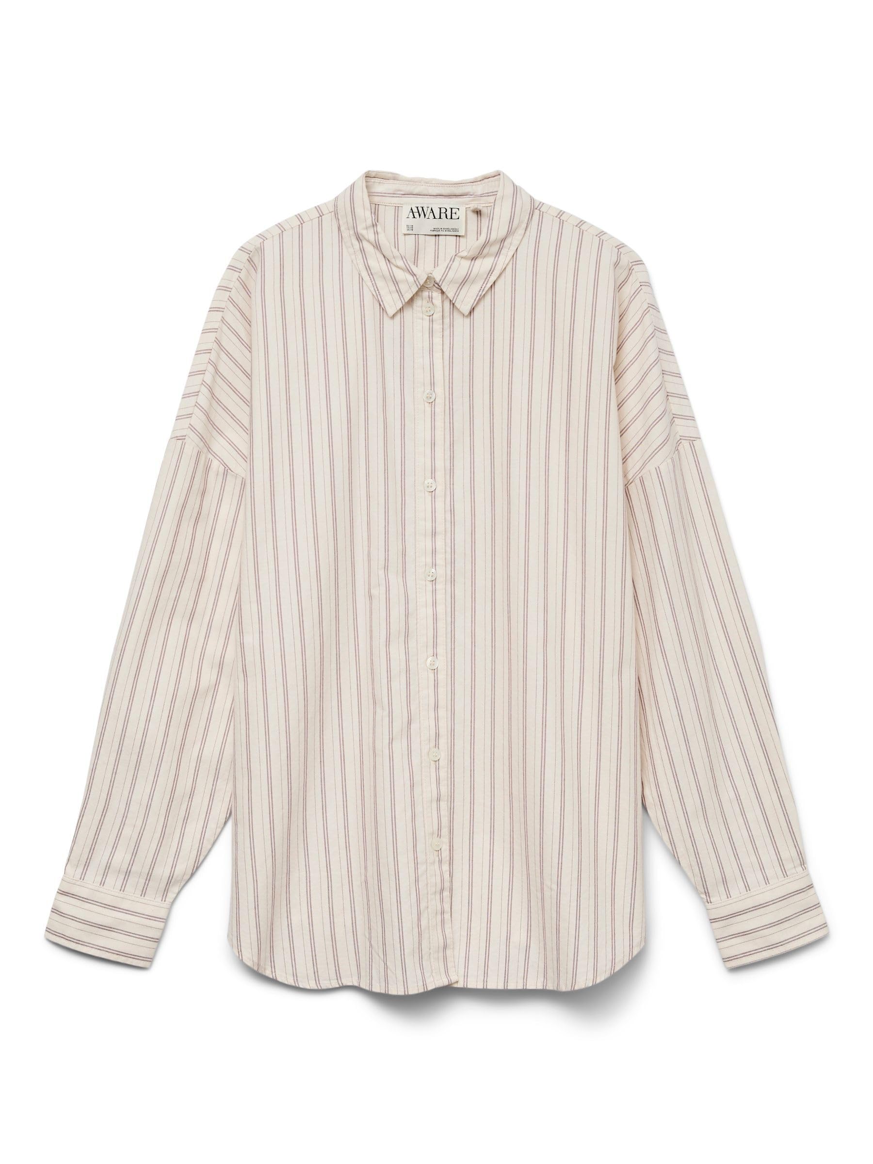 VERO MODA Awparis LS Loose Oxford Shirt VMA Noos, Birch, XL