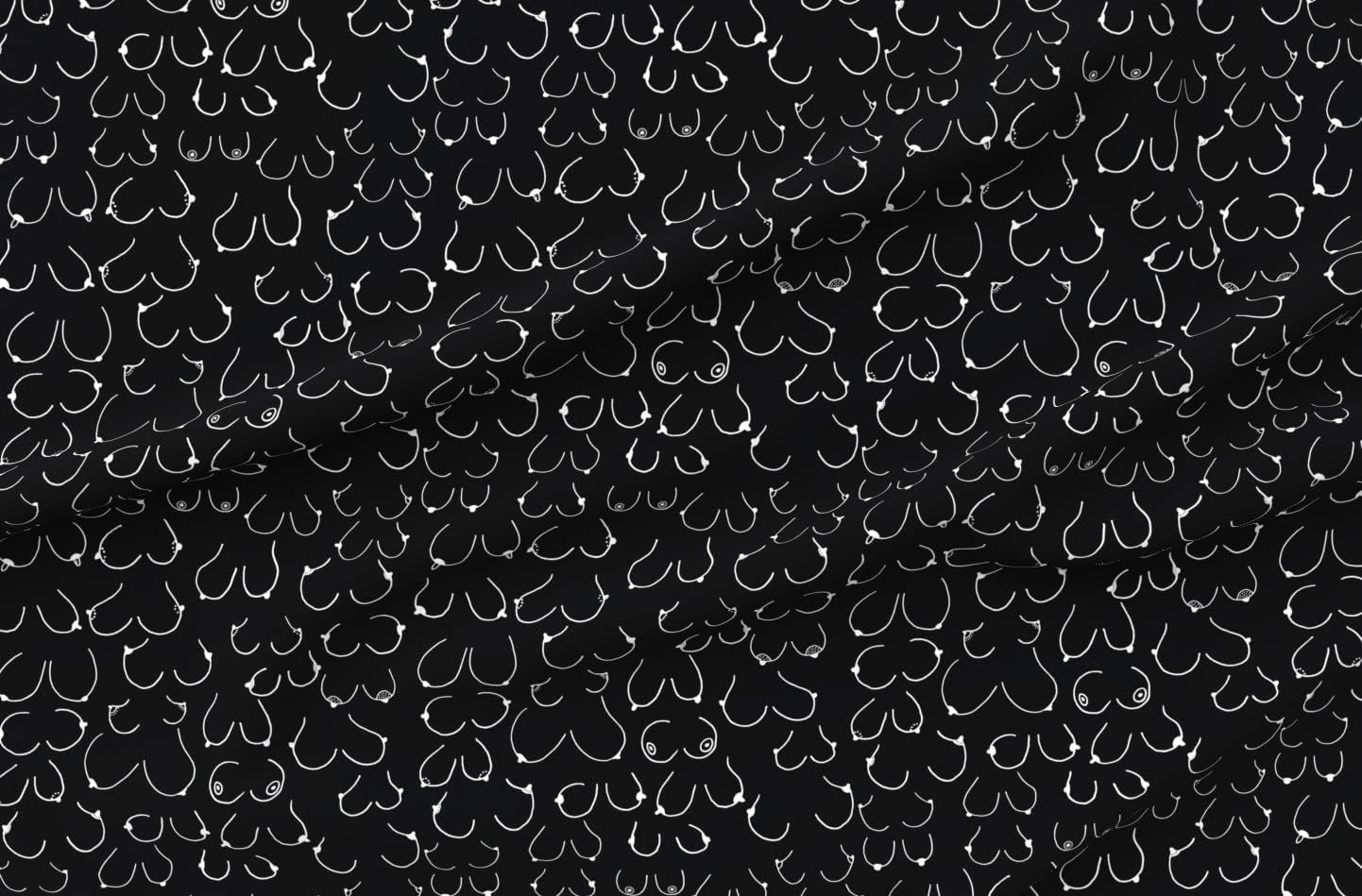 Spoonflower Fabric - Boobs Women Breasts Breast Cancer Awareness Black White Feminist Woman Printed on Organic Cotton Sateen Fabric by The Yard - Sewing Quilting Apparel Home Decor