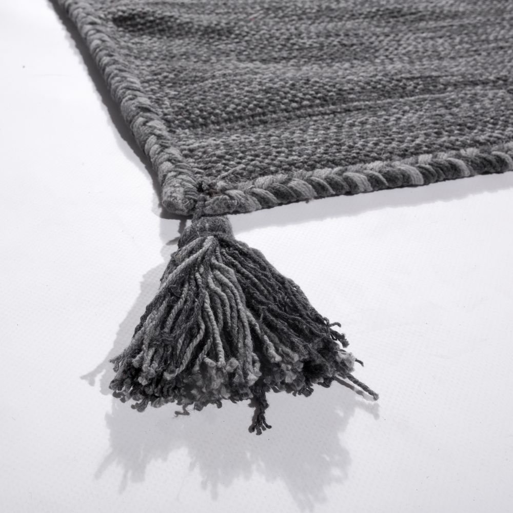 Paco Home Tapis Salon Nature Franges Moderne 100% Coton, Dimension:160x220 cm, Couleur:Gris