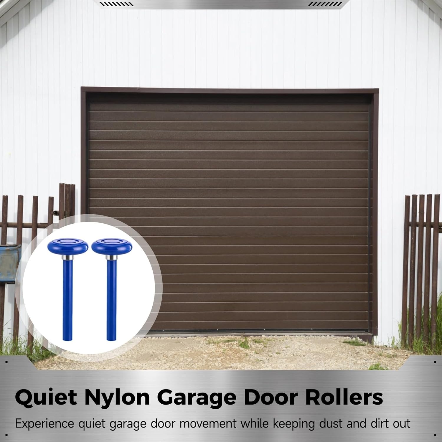 12 Pcs Garage Door Rollers, 1.8-inch Quiet Replaceable Wheel, Nylon Garage Roller Replacement with 4.7-inch Stem, for Garages Barns Warehouses