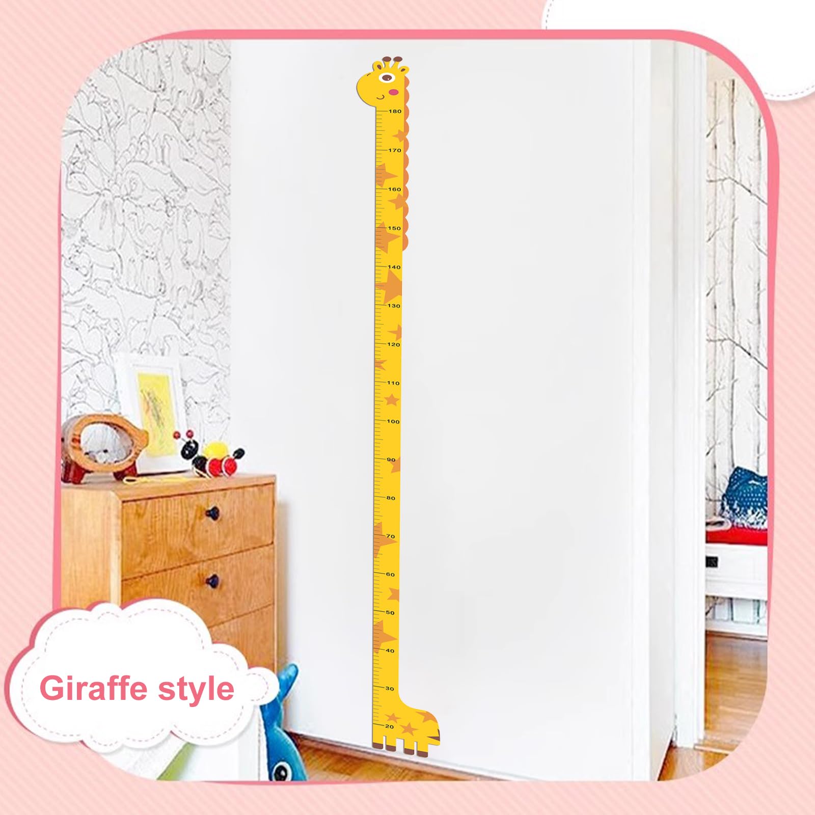 Toise Murale Enfant avec Motif Dessin Animé Toise Enfant Sticker Diagramme Taille Enfants Diagramme De Croissance De BéBé Règle Hauteur Murale Autocollant Mural Enfant Décoration Chambre Enfant 170 CM
