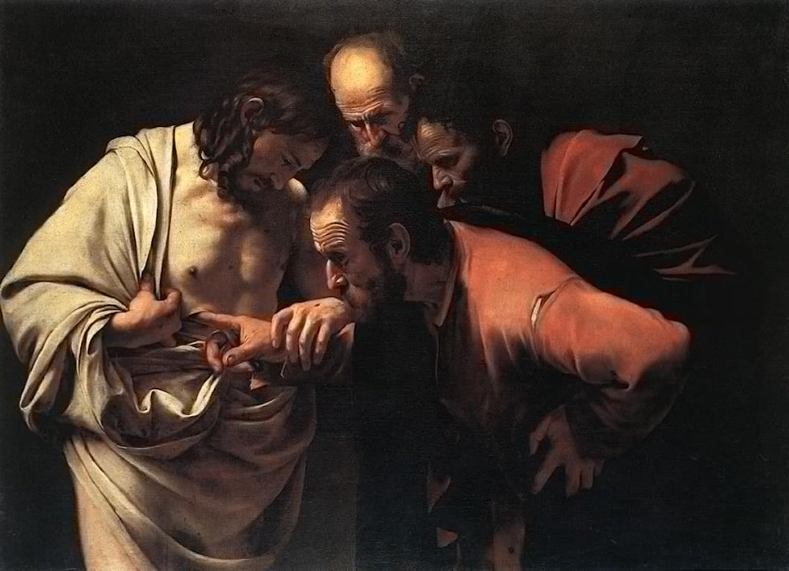 POSTERIIk Famous Modern Artwork Art Mural the Incredulity of Saint Thomas by Caravaggio Oil Paintings Pictures for Home Decor 60x90cm