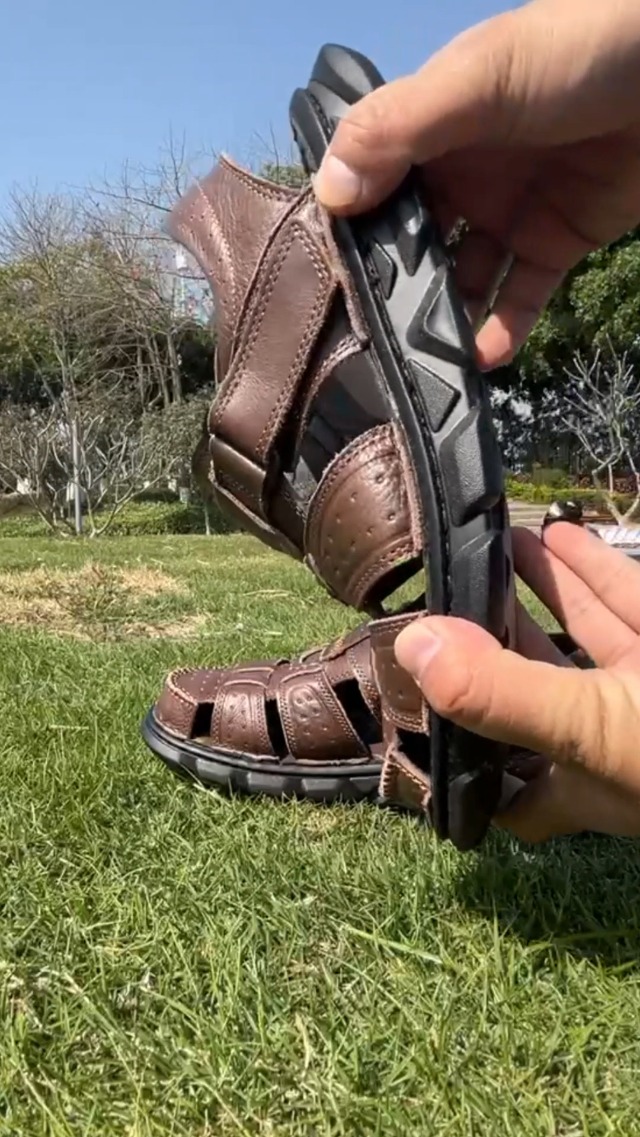 Sandalias Para Hombre,NUHEEL Cuero Pescador Playa Punta Cerrada Hecho A