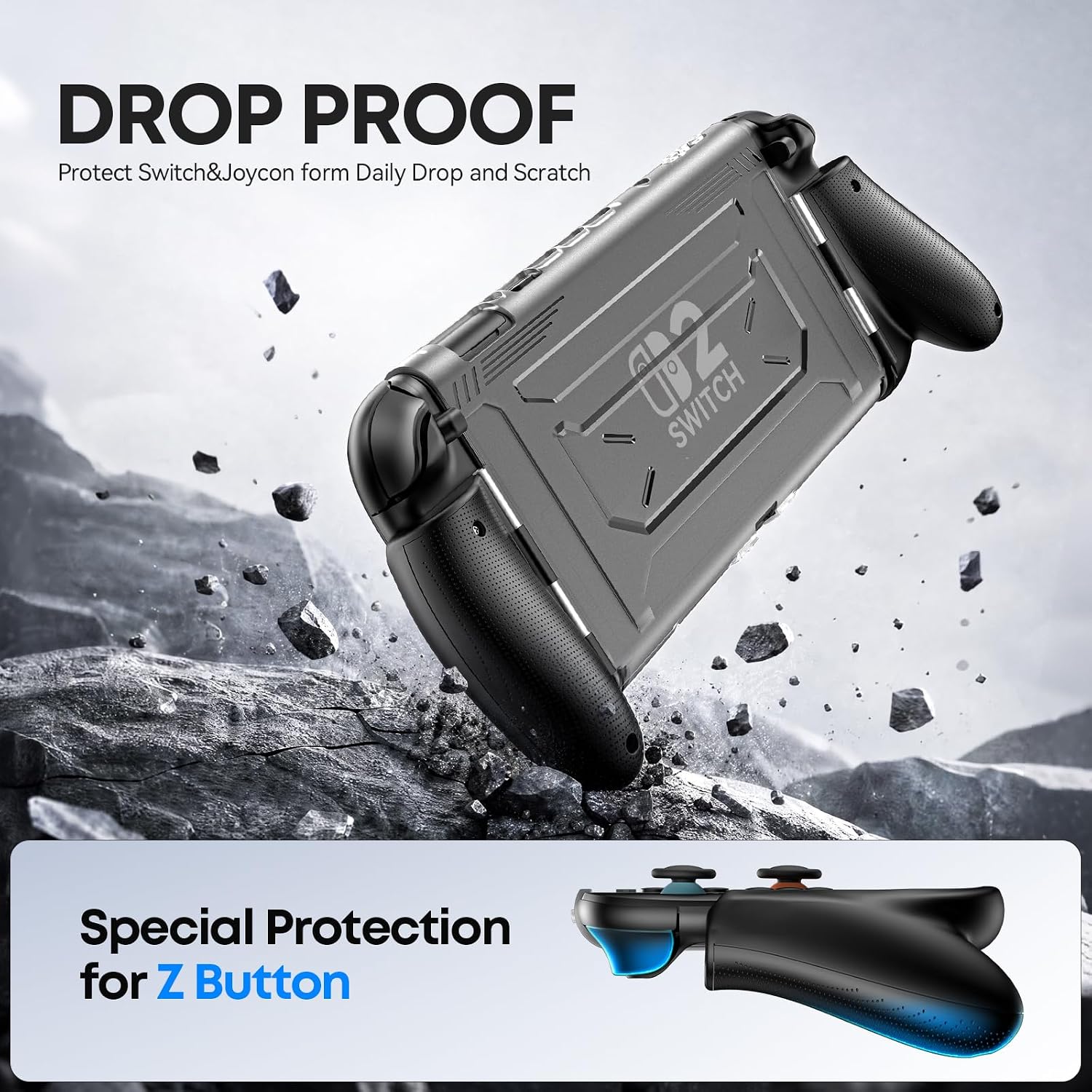 Dockable Grip Case for 2025 Switch 2, Anti-Slip Asymmetrical Ergonomic Protective Cover with 90° Foldable Joycon Holder, Shockproof Hard Shell with Z Button Protection, Dock-Friendly Switch 2 Accessories image 5