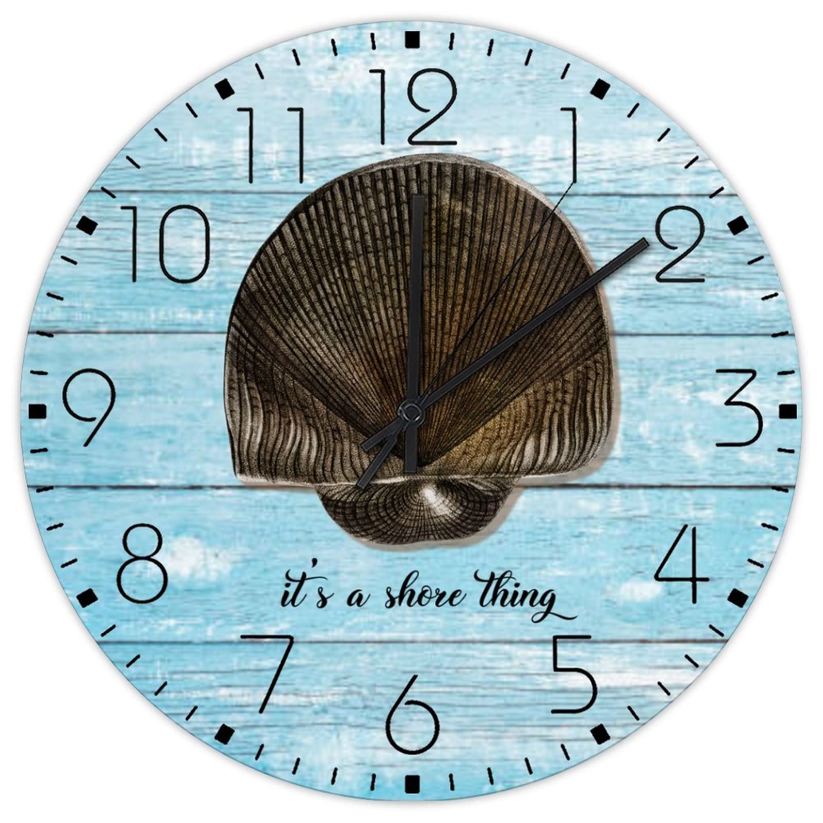Horloge murale en bois ronde 38 cm style vintage bord de mer