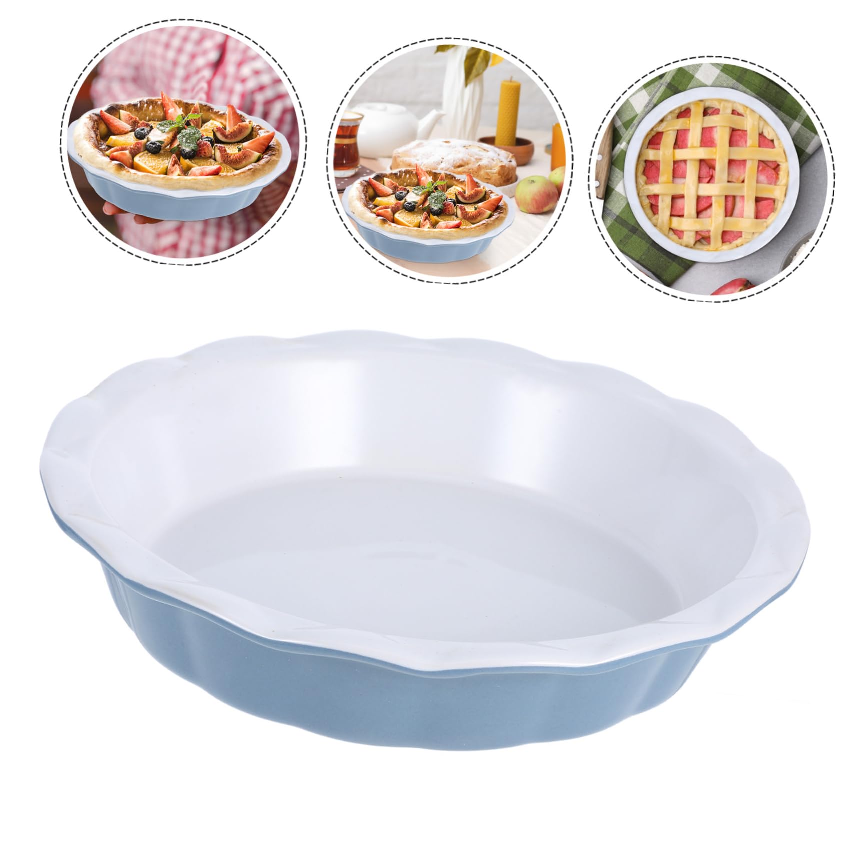 Plat à Tarte en Céramique Rond, Grand Format pour Cuisson au Four