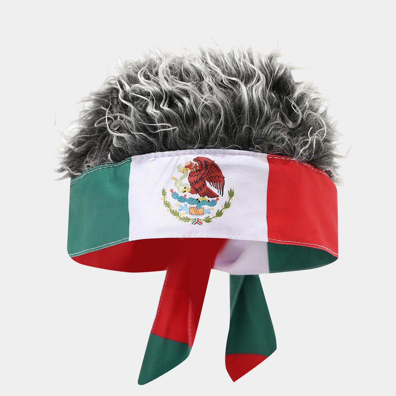 YAZVNTO Mexico Country Flag Wig Headband Football Fan Accessories Curly Party Wig Sports Event Celebration Costume Decoration for Men Women