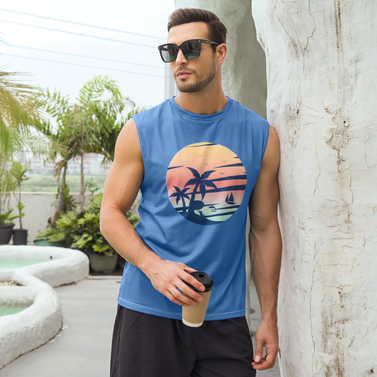 MISS MOLY Mens Summer Beach Tank Top Hawaiian Palm Tree Tanks Sleeveless Graphic Vacation Shirt Gym Muscle Tee - Image 3
