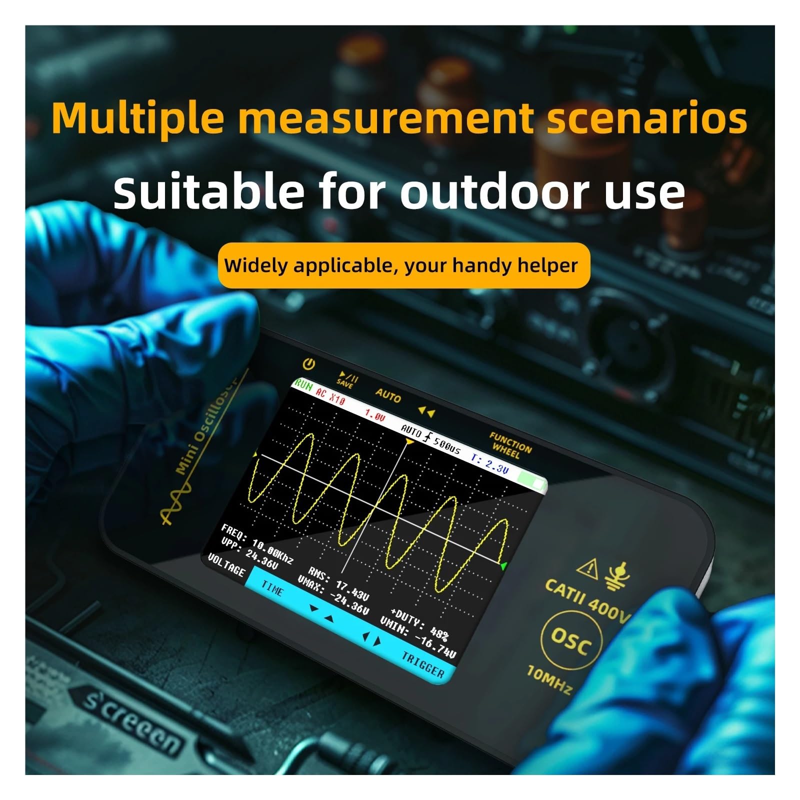 NUEVOS osciloscopios digitales portátiles OT3, frecuencia de muestreo 48 bits, ancho banda analógico 10 MH/z, compatibilidad con actualización firmware y almacenamiento formas onda(OT3 Oscilloprobe)