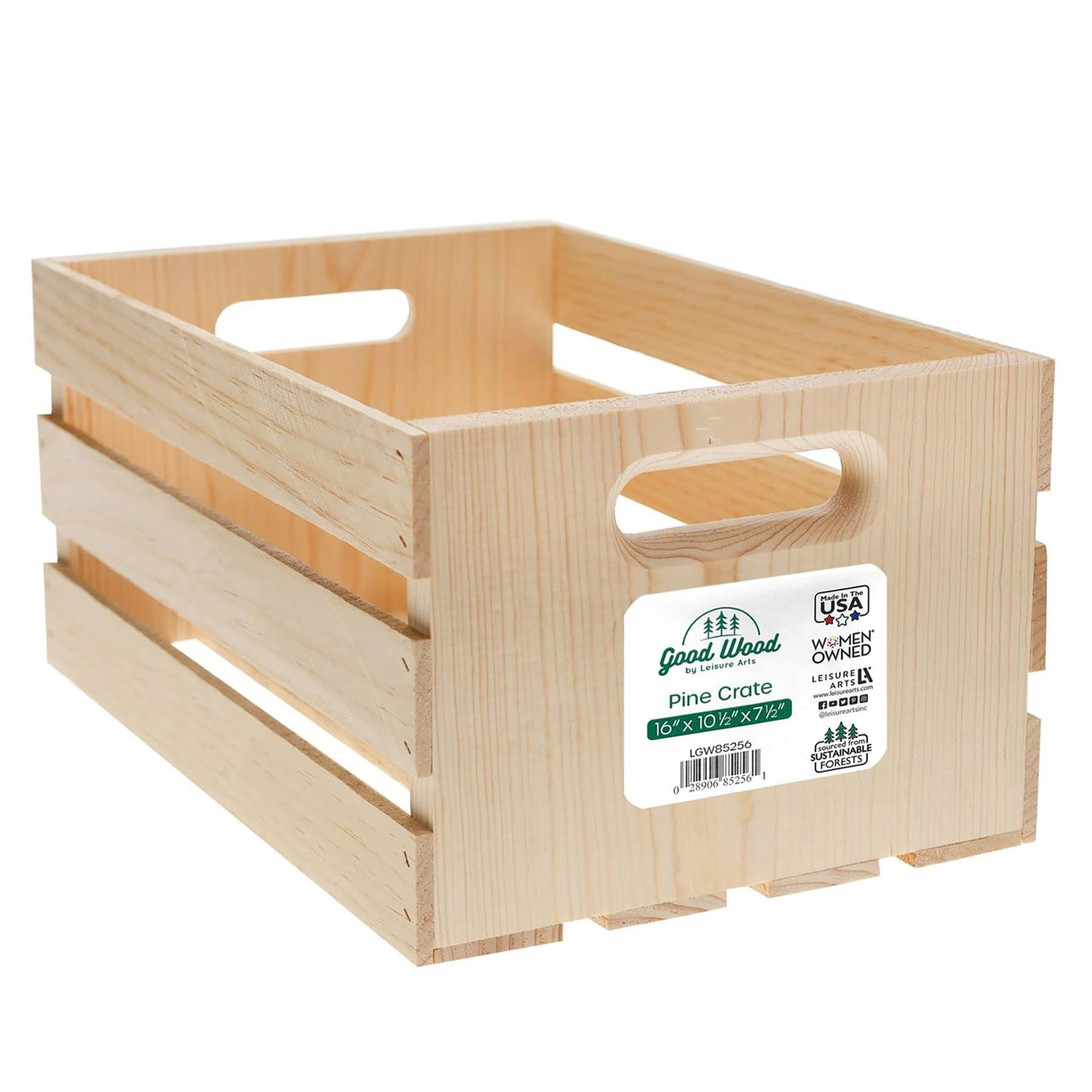 Amazon.com: LEISURE ARTS Good Wood Wooden Crate, Wood Crate