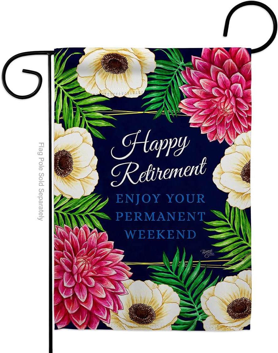 Breeze Decor Enjoy Garden Flag Celebration Happy Retired Veteran Congratulations Occasion Anniversary Party House Decoration Banner Small Yard Gift Double-Sided, Made in USA