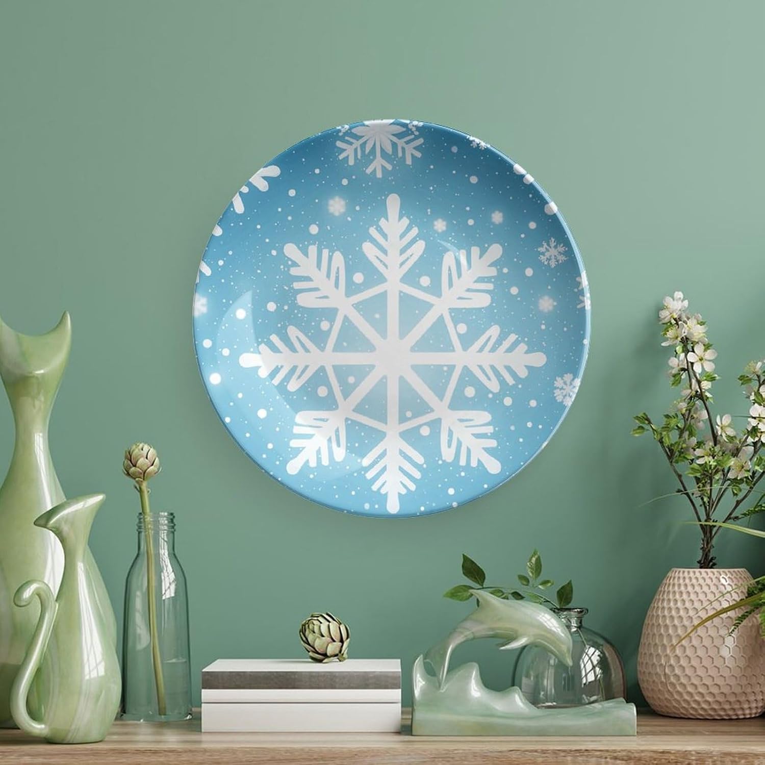 Winter Snowflake Ceramic Decorative Plate for Home, Bone China Plates image 5