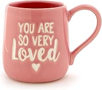 Our Name Is Mud 'You Are Loved' Engraved Stoneware Coffee Mug, 16oz Pink - Dishwasher Safe Gift for Loved Ones