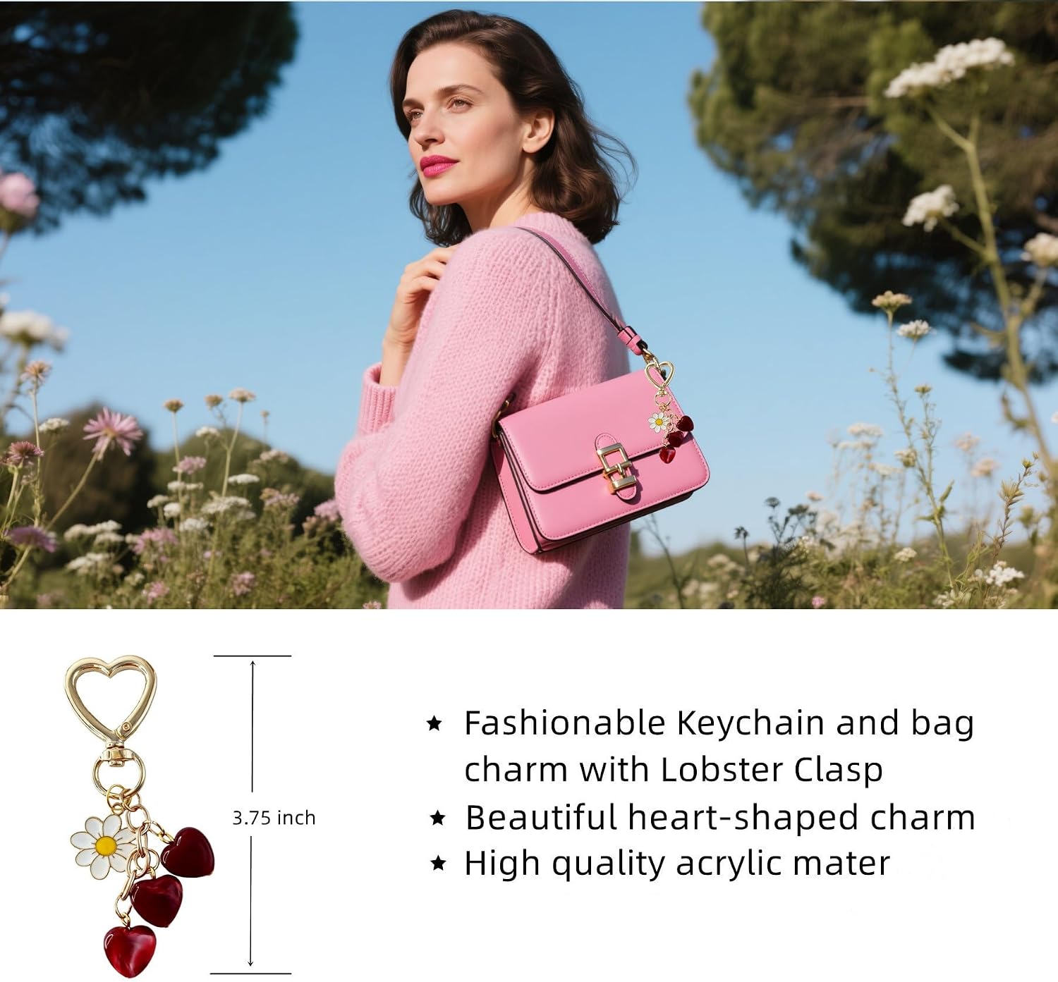 Keychain for Men Women, Stainless Steel Key Ring Charms Key Holder for Backpack Purse Bag image 2