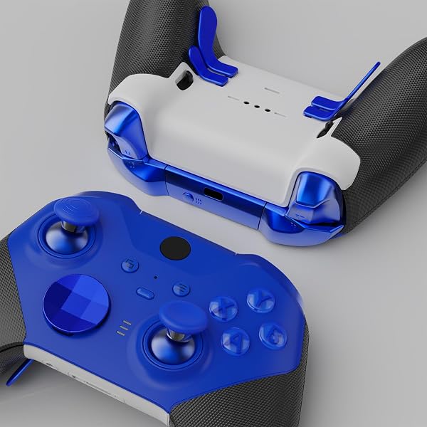 eXtremeRate Xbox Elite Series 2コントローラーに対応用13 in 1コンビメタルキット、金属製サムスティック6本&調整ツール&方向キー2個&背面パドル4個Xbox Elite Series 2コアコントローラー対応用【ブルー&メタリックシルバー】 - 2