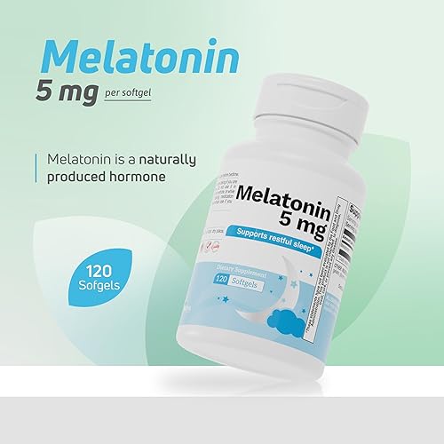 Miniatura 5 de Nutra Nutrition Cápsulas blandas de melatonina de 5 mg para adultos, 120 porciones, ayuda simplemente para dormir para soluciones naturales para