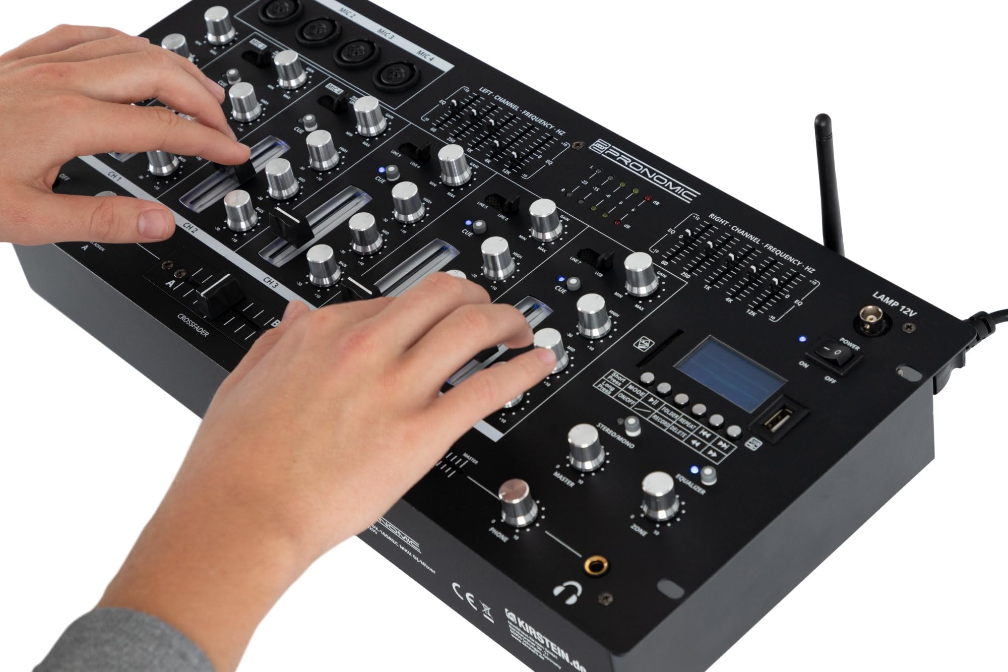 Pronomic DX-165REC MKII DJ-Mixer - Mixeur 5 canaux avec lecteur USB/SD/Bluetooth - Fonction Cue - Fonction enregistrement - 4 entrées micro - Égaliseur graphique