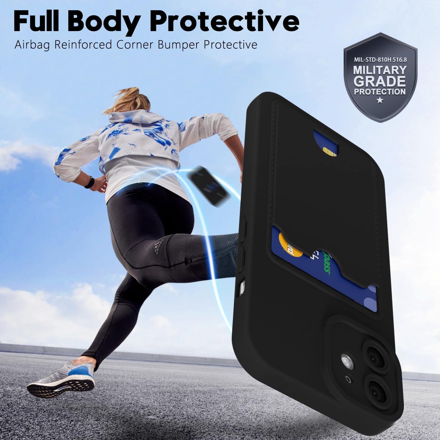 oakxco for iPhone 12 Mini Case with Card Holder, Cute Silicone Wallet Phone Case with Credit Card Slot, Soft Rubber Thin Slim Purse for Women Men with Shockproof Camera Cover Protection, Black - Image 6