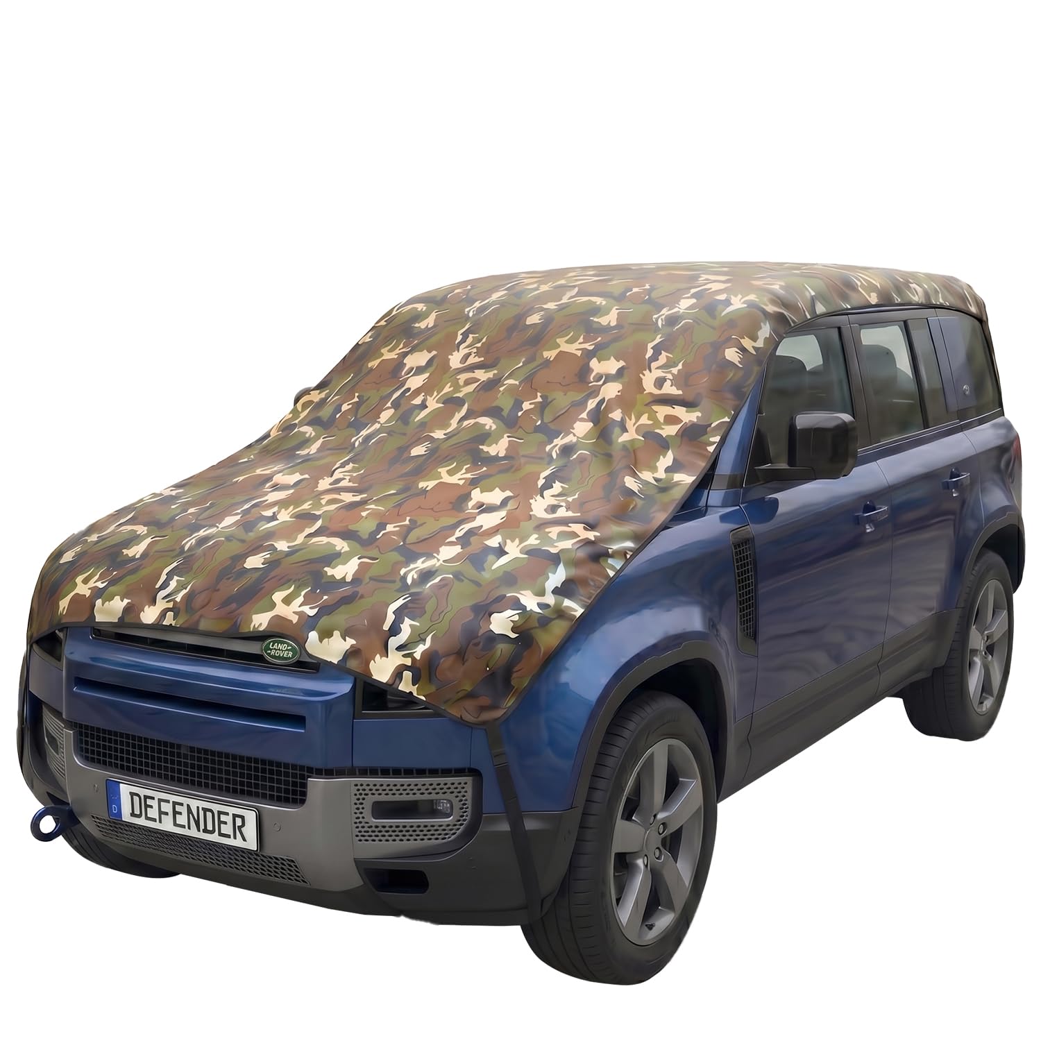 Pivalo Half Car Body Cover for SUV Cars (All Models & Years) | 100% Waterproof Outdoor UV & Heat All Weather Protection | Triple Stitched 3 Layer with Adjustable Straps Cover (Military/Army)-image-18