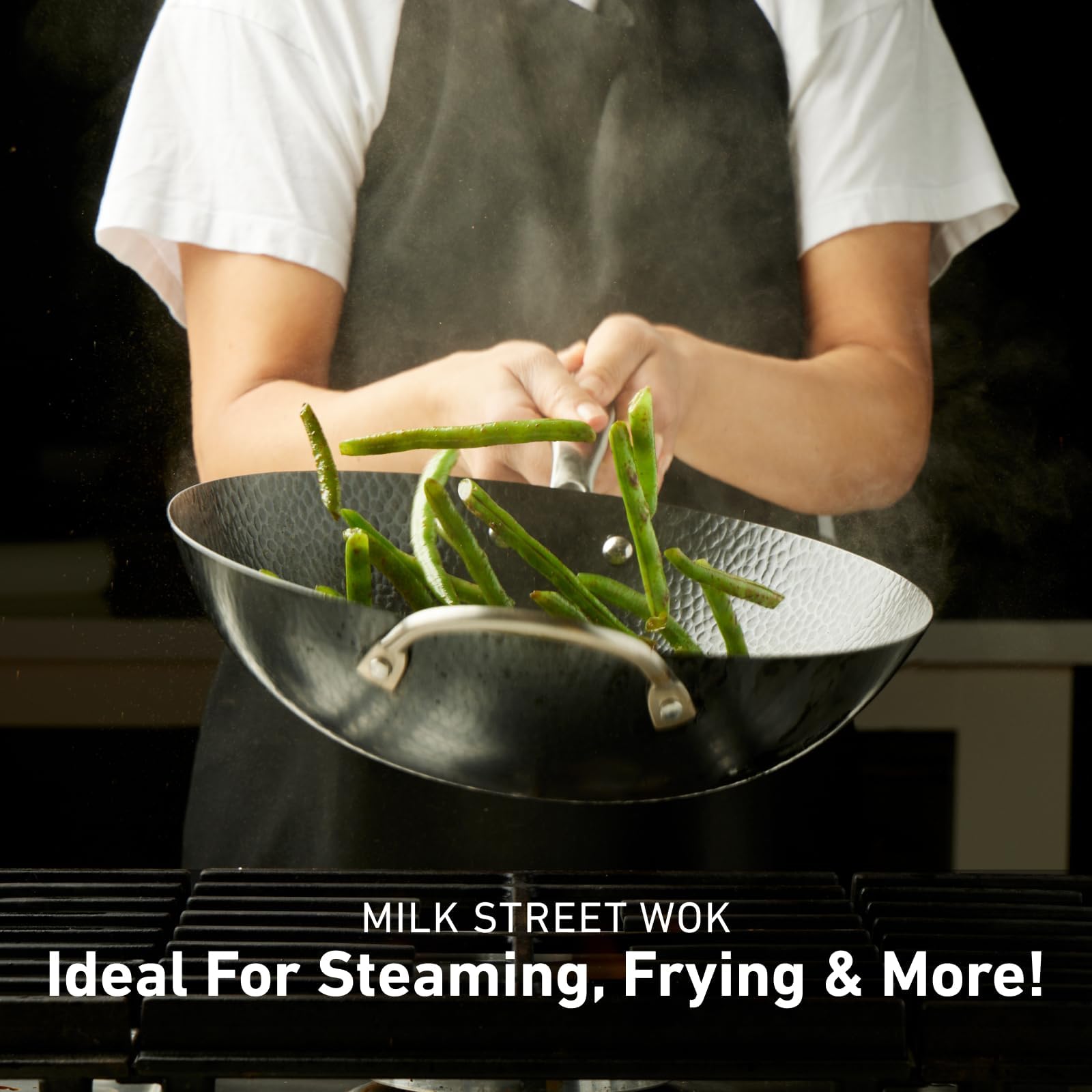 Milk Street - Wok de acero al carbono martillado de 3 piezas de 33 cm