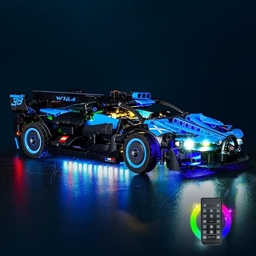 VONADO Kit de luz LED compatible con Lego Bugatti Bolide Agile Blue, iluminación de control remoto compatible con Lego Bugatti 42162 juego de