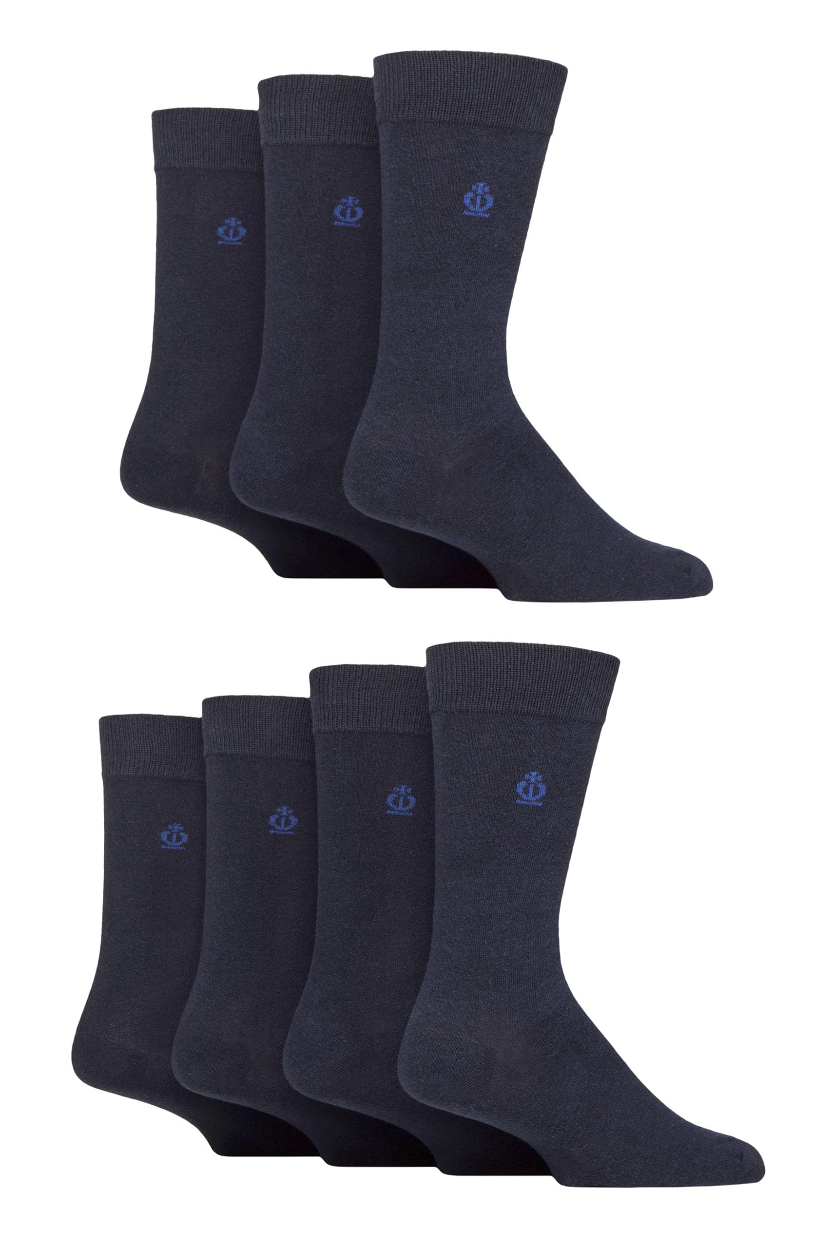 Jeff Banks Men's Navy Plain Recycled Cotton Socks Pack Of 7 (Uk, Numeric, 7, 11, Regular, Regular, )