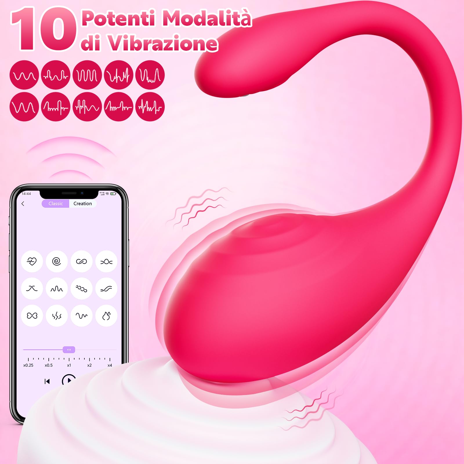 Vibratore Donna Sex Toys,Vibratore Portatile a 10 Modalità conTelecomando Bluetooth, Vibratore in Silicone App Control, Punto G Dildo Anale Vibratori per Coppia Sex Toy