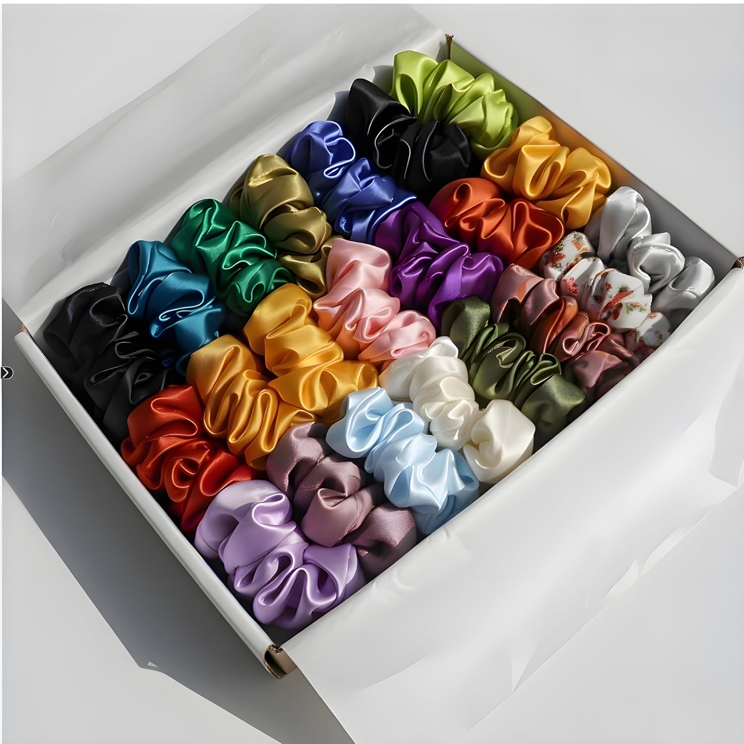 Satin Scrunchies for Women, Pack of 20, Anti-Hair Breakage Hair Ties, Deluxe Set, Random Shades, Best Gift for Mom, Sister and Friend-image-35