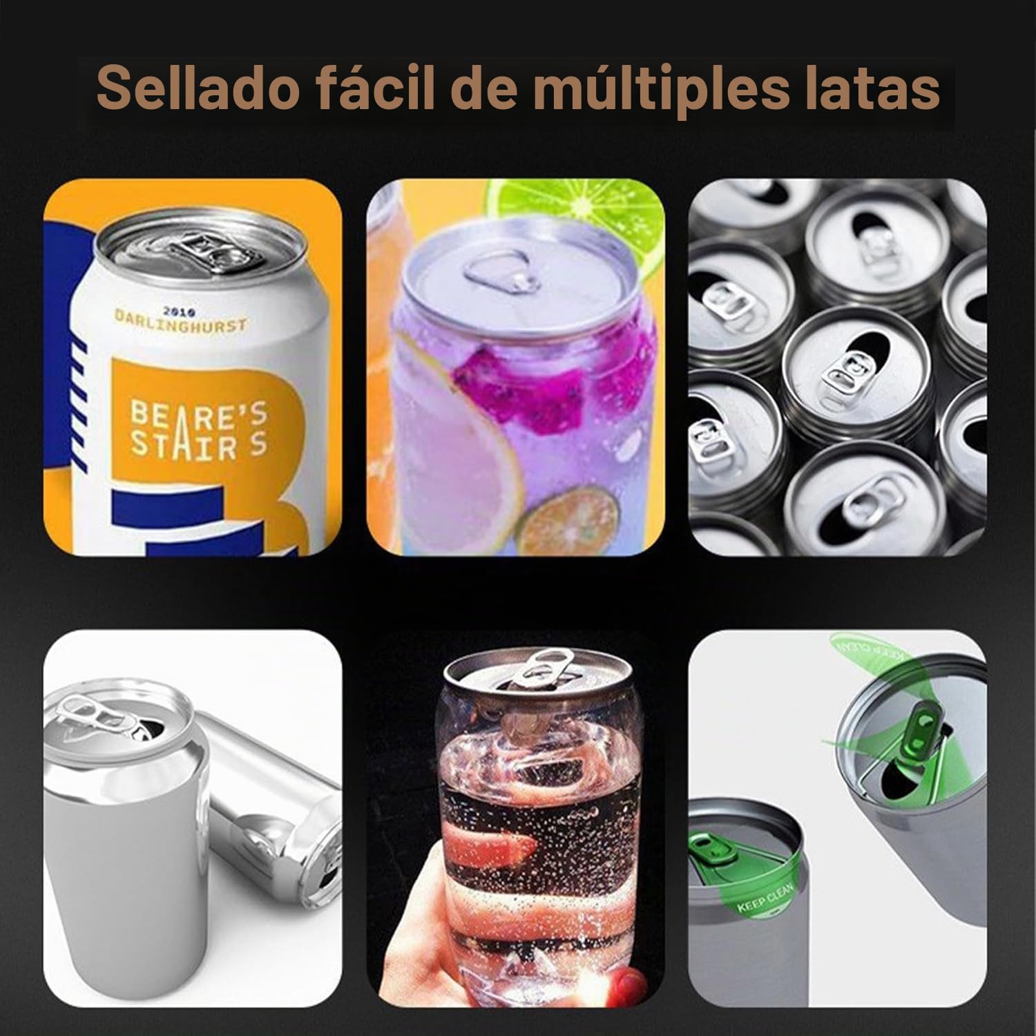 Máquina selladora automática de latas, sellador eléctrico comercial para latas de aluminio/plástico, 5,5 cm de diámetro, 11,5 cm a 17 cm de altura. Ideal para el hogar, cafetería, restaurante y