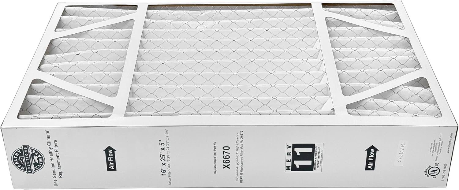 Lennox Healthy Climate X6670-16" x 25" x 5" Healthy Climate HCF16-11 MERV 11 Filter Bundle with Same Day Supply Filter Change Reminder Magnet (4 Pack)