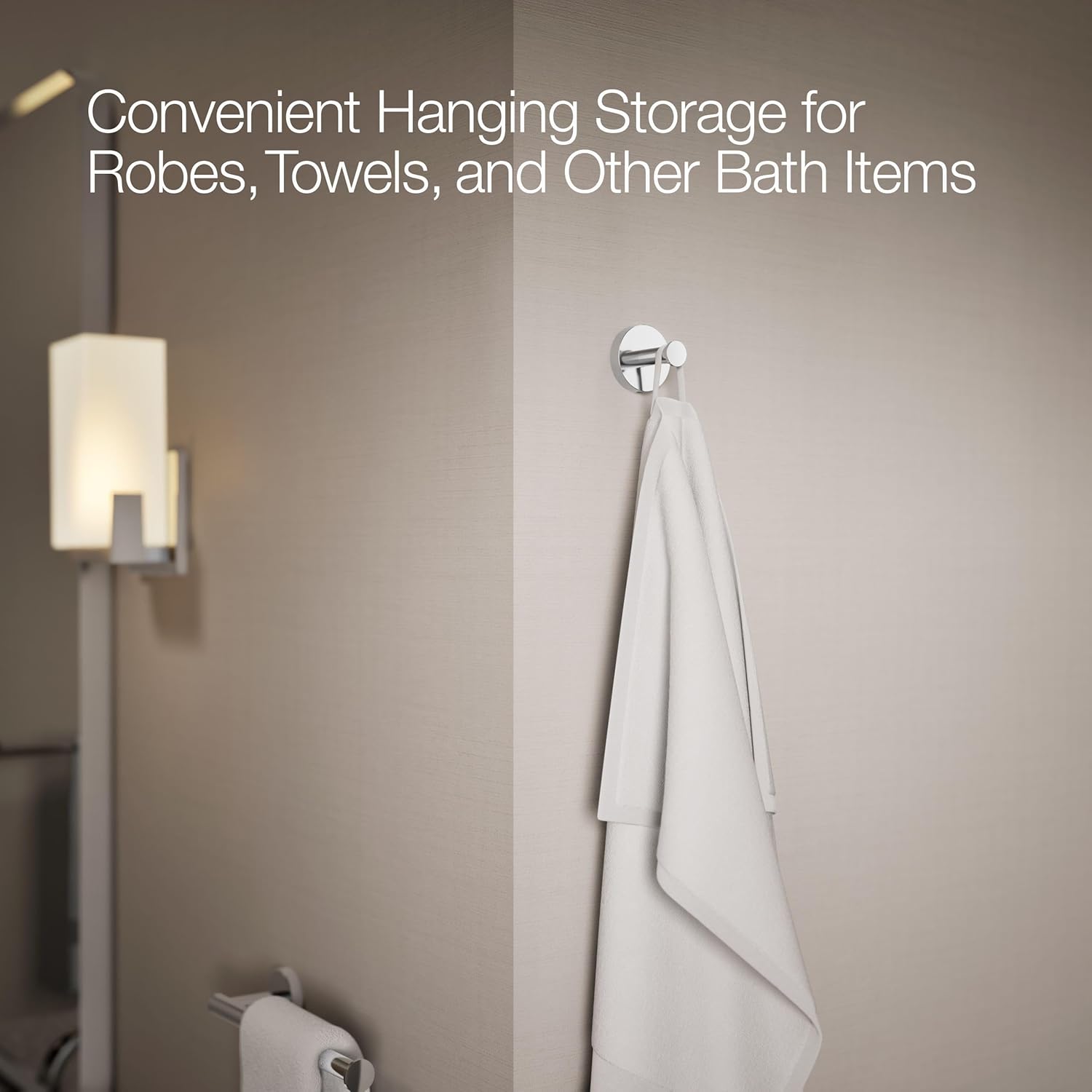 Kohler K-27290-CP Elate Robe Hook, Minimalist Design, Premium Durable Metal, Corrosion Resistant, Polished Chrome