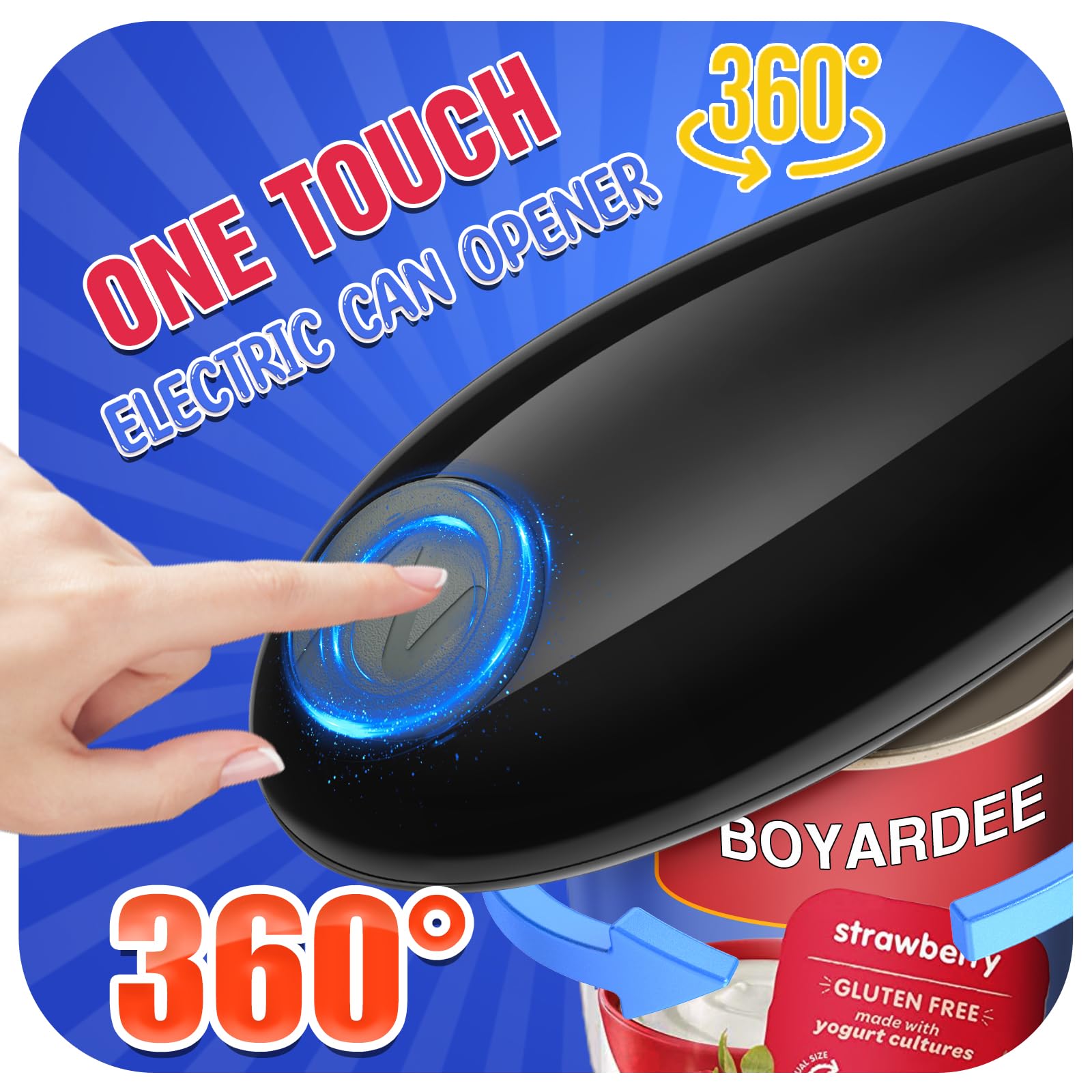 Apriscatole elettrico, apriscatole automatico con pulsante One Touch, senza bordi taglienti e senza danneggiare le mani, apriscatole elettrico per mani artritiche e può essere facilmente aperto per la