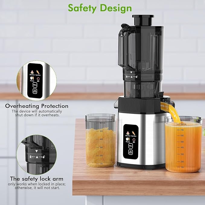 Extractor de Jugos Prensado Frío Boca Ancha 4.35 Pulgadas Motor 300W Función Reversa miniatura 5