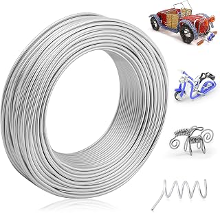 Cruzix 12 Gauge Aluminum Armature Wire 2mm Thick, 118ft Flexible Silver Craft Wire for Sculpting, Jewelry, Doll Making & Bonsai