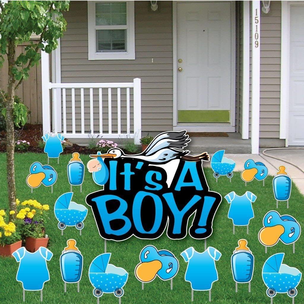 VictoryStore Baby Shower Yard Decorations: It's A Boy! Yard Card Baby Announcement Set 17 Pcs Total - 12393
