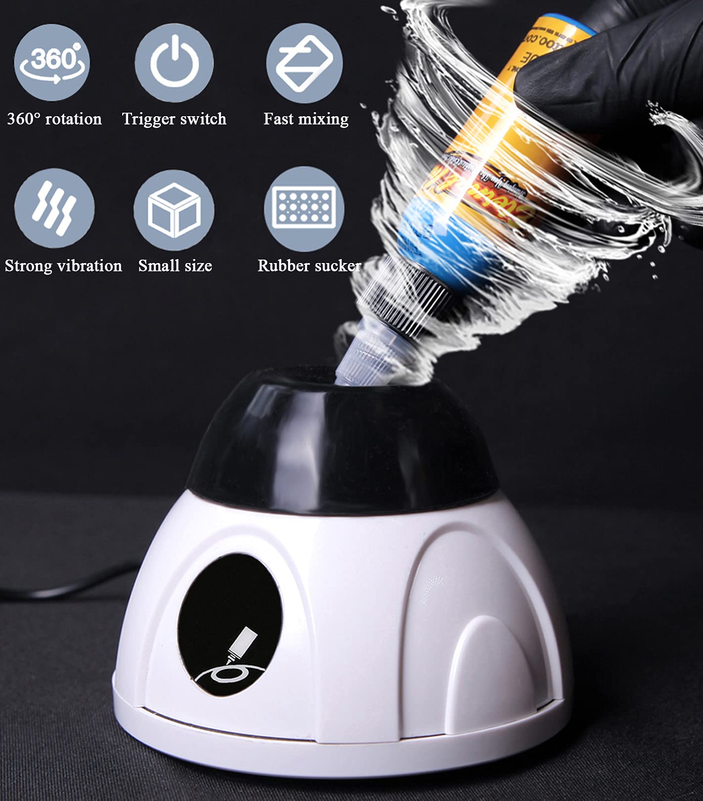 Vortex - Mezclador de pintura en modo táctil con ventosa de goma estable para mezclar botellas de pintura en miniatura para proyectos de pintura y arte