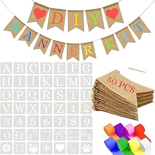 DIY 50 Banner Kit with 49 Letters Make Your Own Burlap Banner with Alpha...