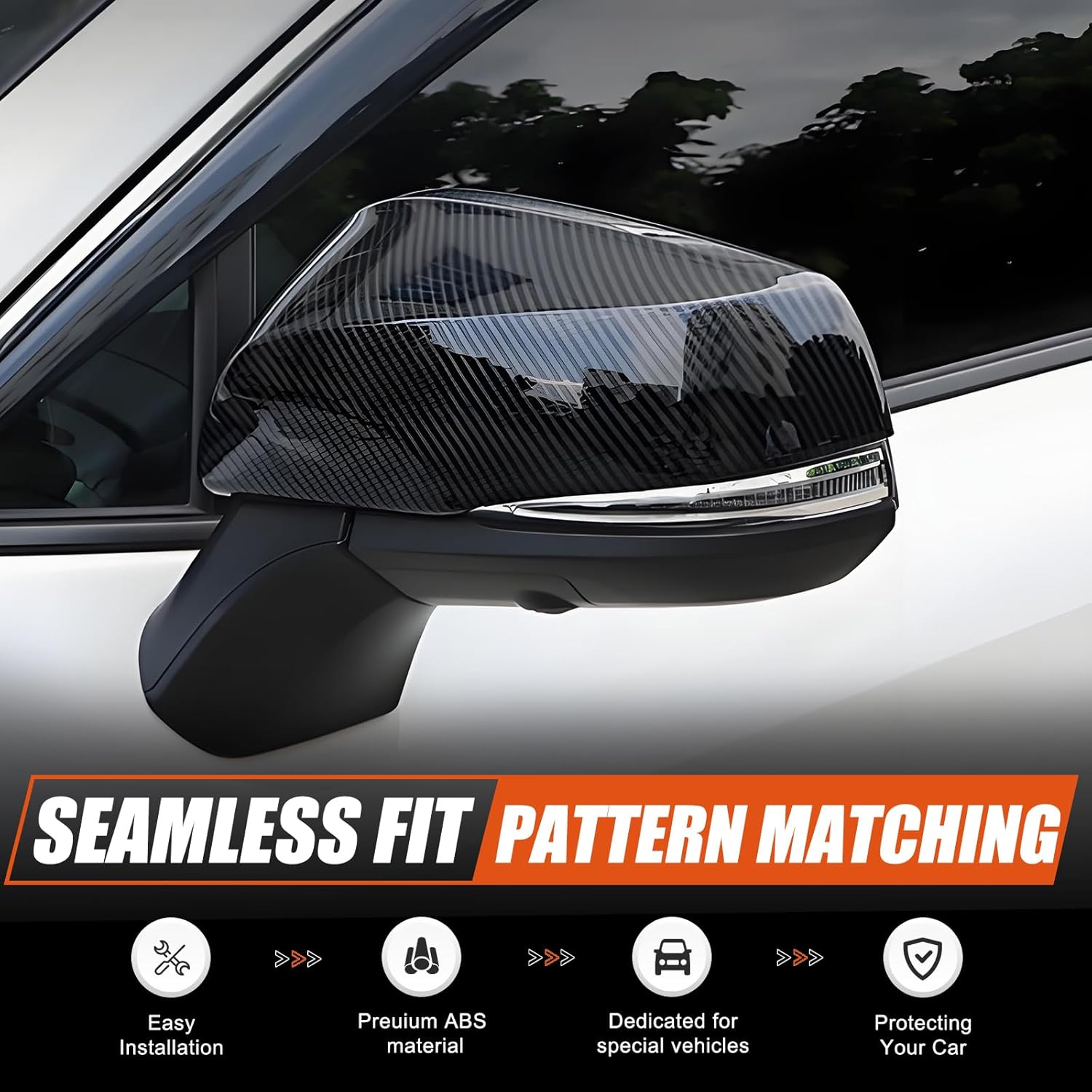 Car Door Rear View Mirror Cover Cap Compatible with Toyota Grand Highlander 2024 2025 2026,ABS Car Outside Side Rearview Mirror Cover Trim Accessories (Carbon Fiber Pattern)