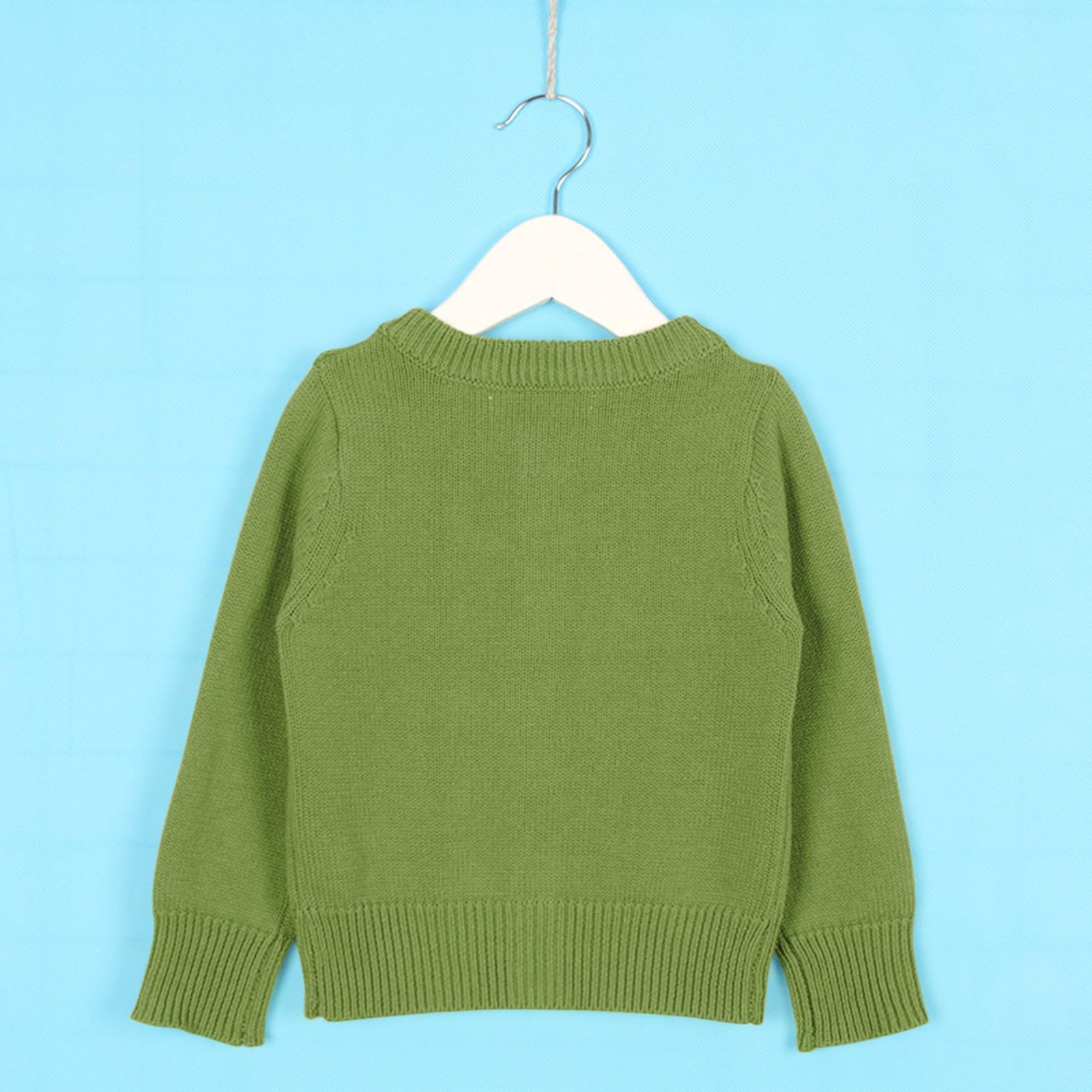 Generisch Cardigan da bambina con scollo rotondo, tinta unita, con bottoni | 15+ varianti di colore a scelta, classico design basic, versatile per l'asilo e la scuola