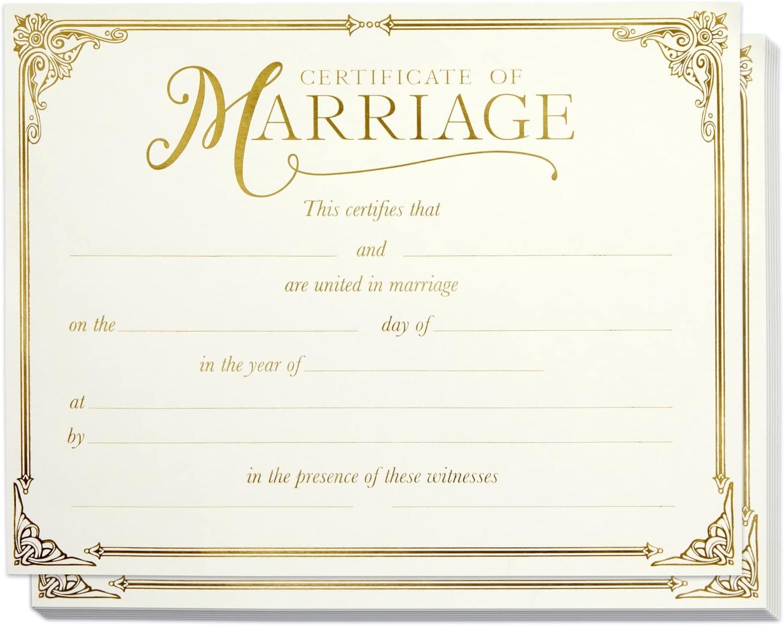 Juvale Marriage Certificates with Gold Foil Edges (11 x 8.5 in, 48 Pack)