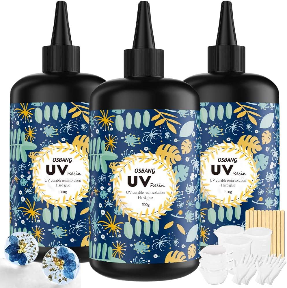 Crystal Clear Hard UV Resin Upgraded Formula Ultraviolet Fast Curing for Jewelry Making Craft Decoration, Hard Transparent Glue Solar Cure Sunlight Activated Resin (1500g)