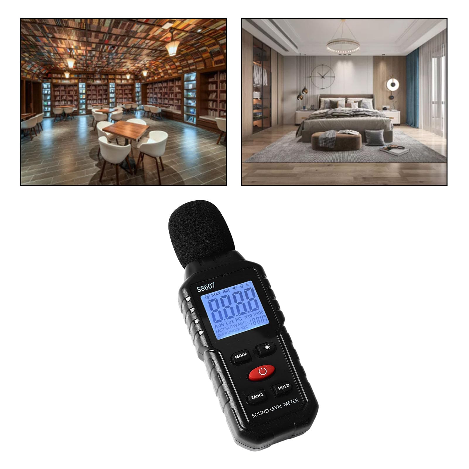 EVTSCAN Digital Decibel Meter,Portable SPL Meter with Backlit LCD Display,30-130dB(A) Range, Use for Home, Noisy Neighbor, Factory
