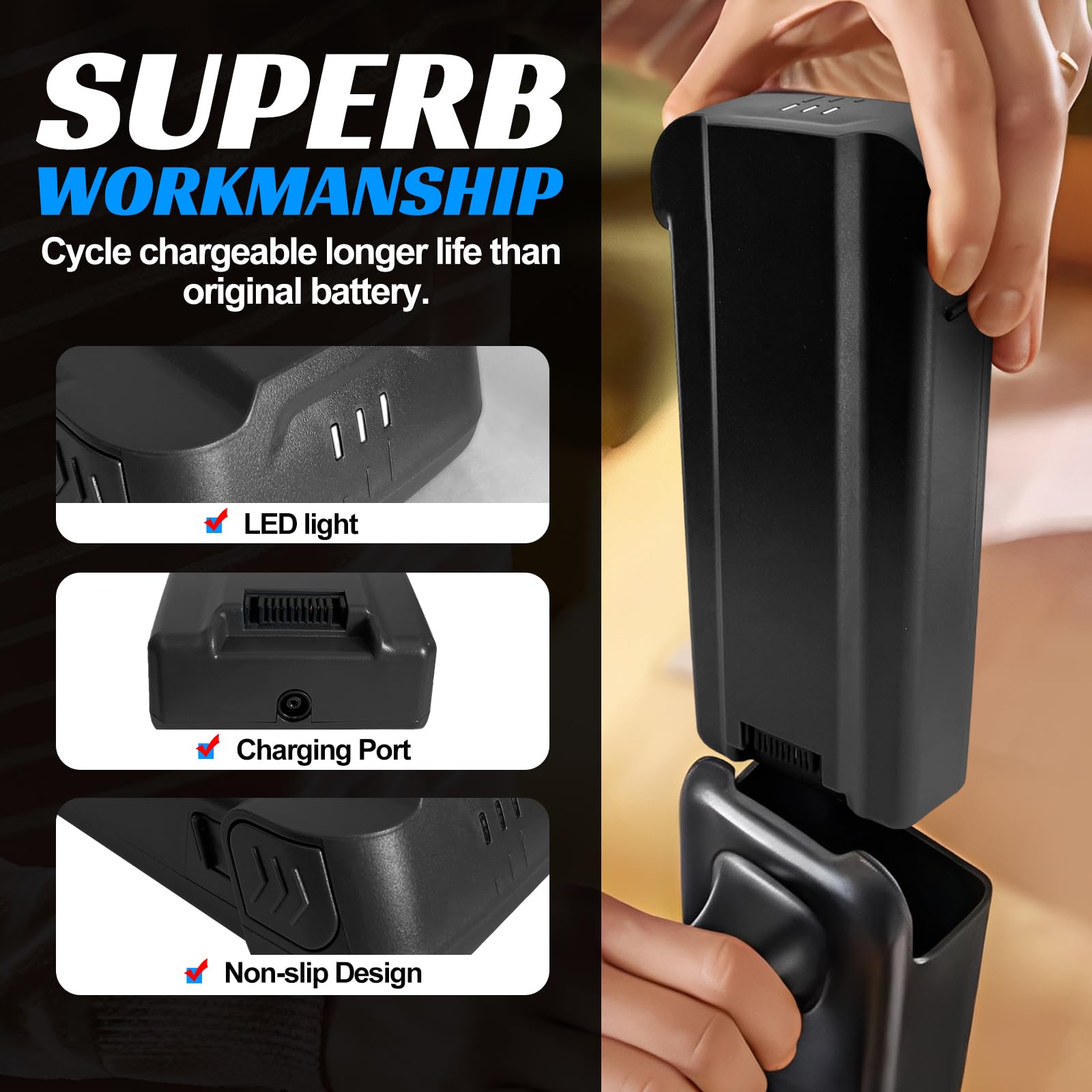 Batteria per aspirapolvere Bissell PowerClean, compatibile con PowerClean FurGuard 4091N, PowerClean FurFinder 4089N, ecc. Ricambio per batteria Bissell modello 4140, 4142, ecc.