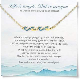 Necklaces for Women, Dainty 14K Gold Plated Necklace Beach Jewelry Wave Necklace, Gifts for Women, Beach Jewelry Birthday Gifts for Daughter Mom and Sister Ocean Necklaces Retirement Present